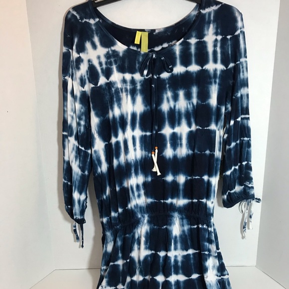 BRAND NEW Green Dragon Pop Over Mini Tie Dye Dress M - Picture 2 of 11